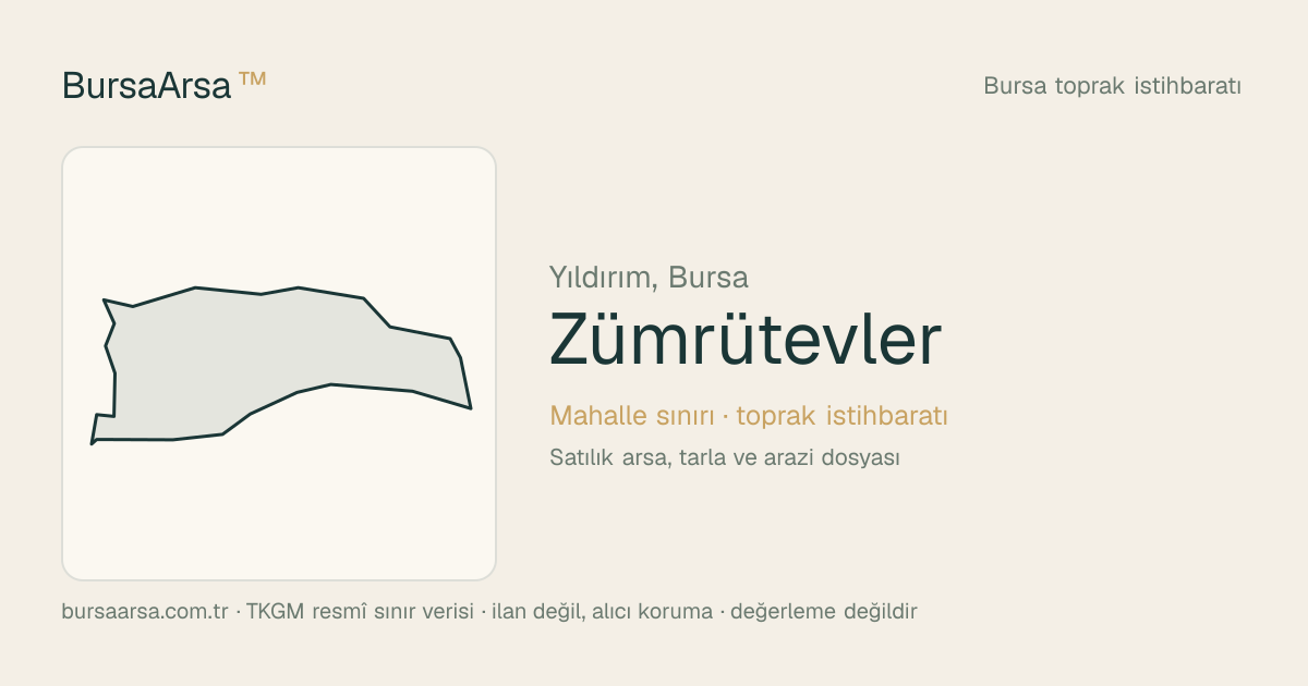 Zümrütevler (Yıldırım) mahalle sınırı, TKGM kadastro verisi